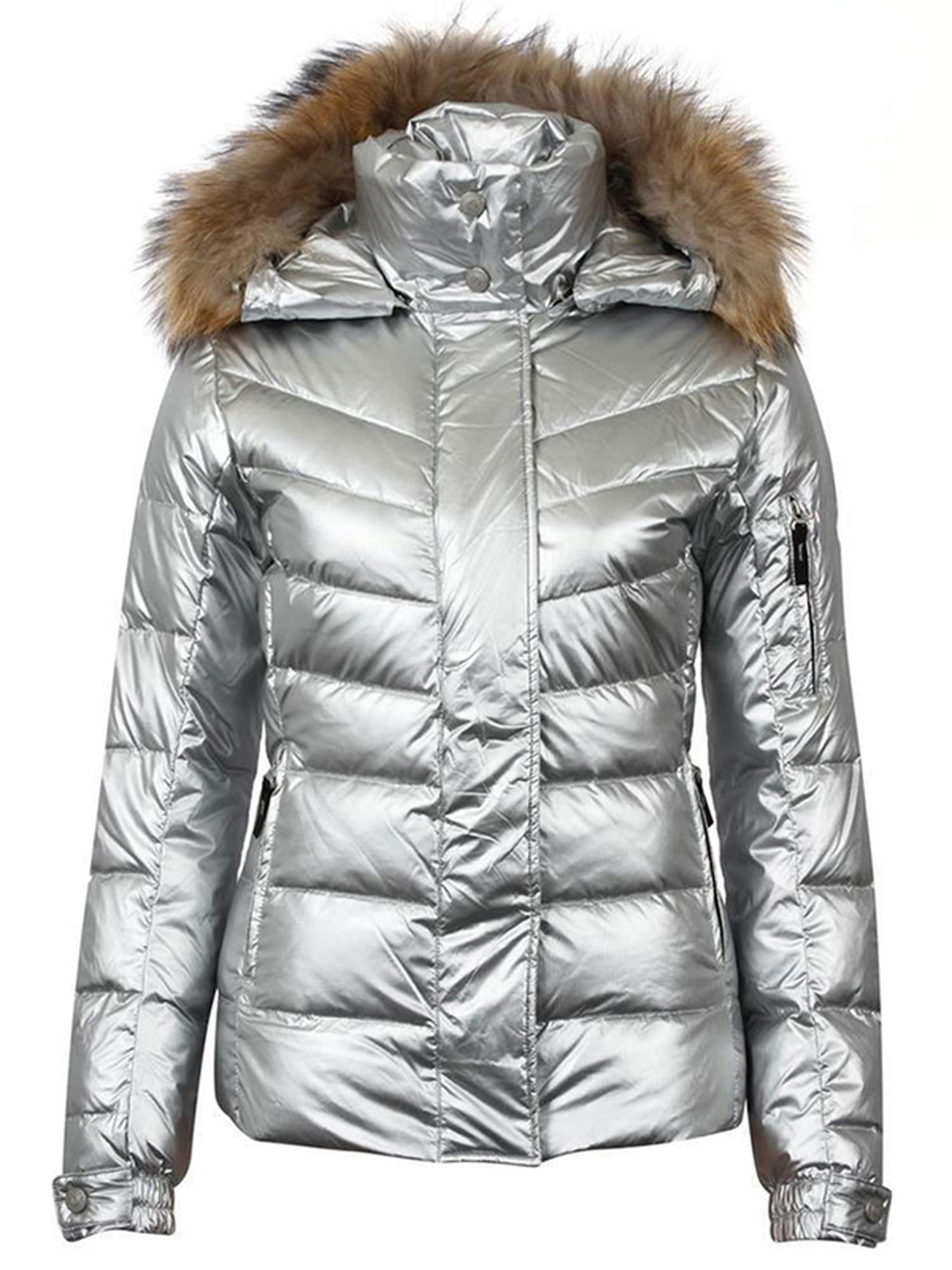 2 Broke Girls S4 Beth Behrs Silver Puffer Jacket