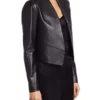 Emily In Paris Lily Collins Black Leather Jacket