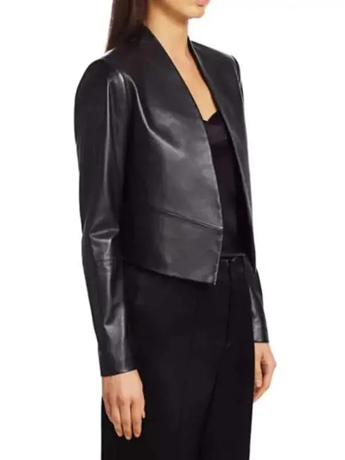Emily In Paris Lily Collins Black Leather Jacket