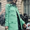 Emily In Paris Lily Collins Green Wool Coat
