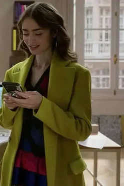 Emily In Paris Lily Collins Wool Coat