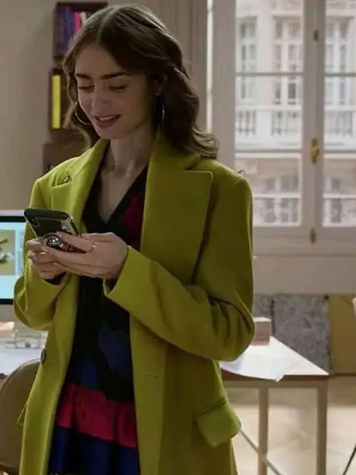 Emily In Paris Lily Collins Wool Coat