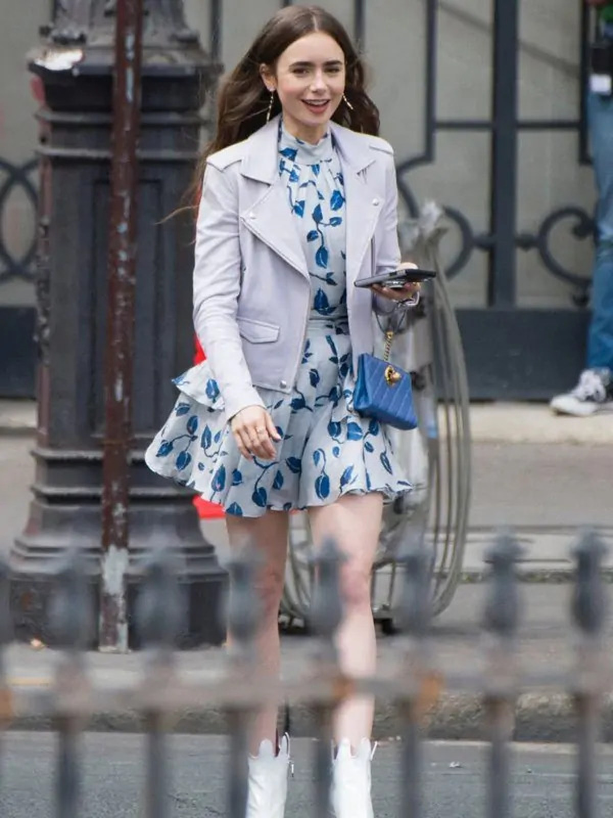 Emily In Paris S4 Lily Collins Biker Leather Jacket