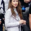 Emily In Paris S4 Lily Collins Biker Leather Jacket