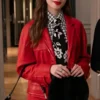 Emily In Paris S4 Lily Collins Red Leather Coat