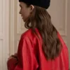 Emily In Paris S4 Lily Collins Red Leather Coat