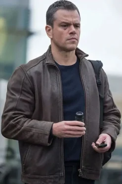 Jason Bourne Matt Damon Distressed Leather Jacket