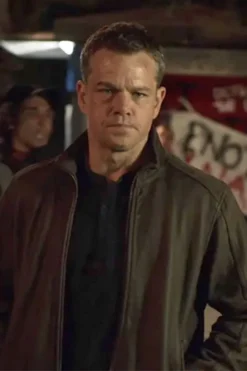 Jason Bourne Matt Damon Distressed Leather Jacket