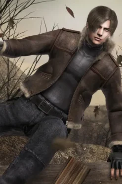 Leon Kennedy Resident Evil 4 Shearling Leather Jacket