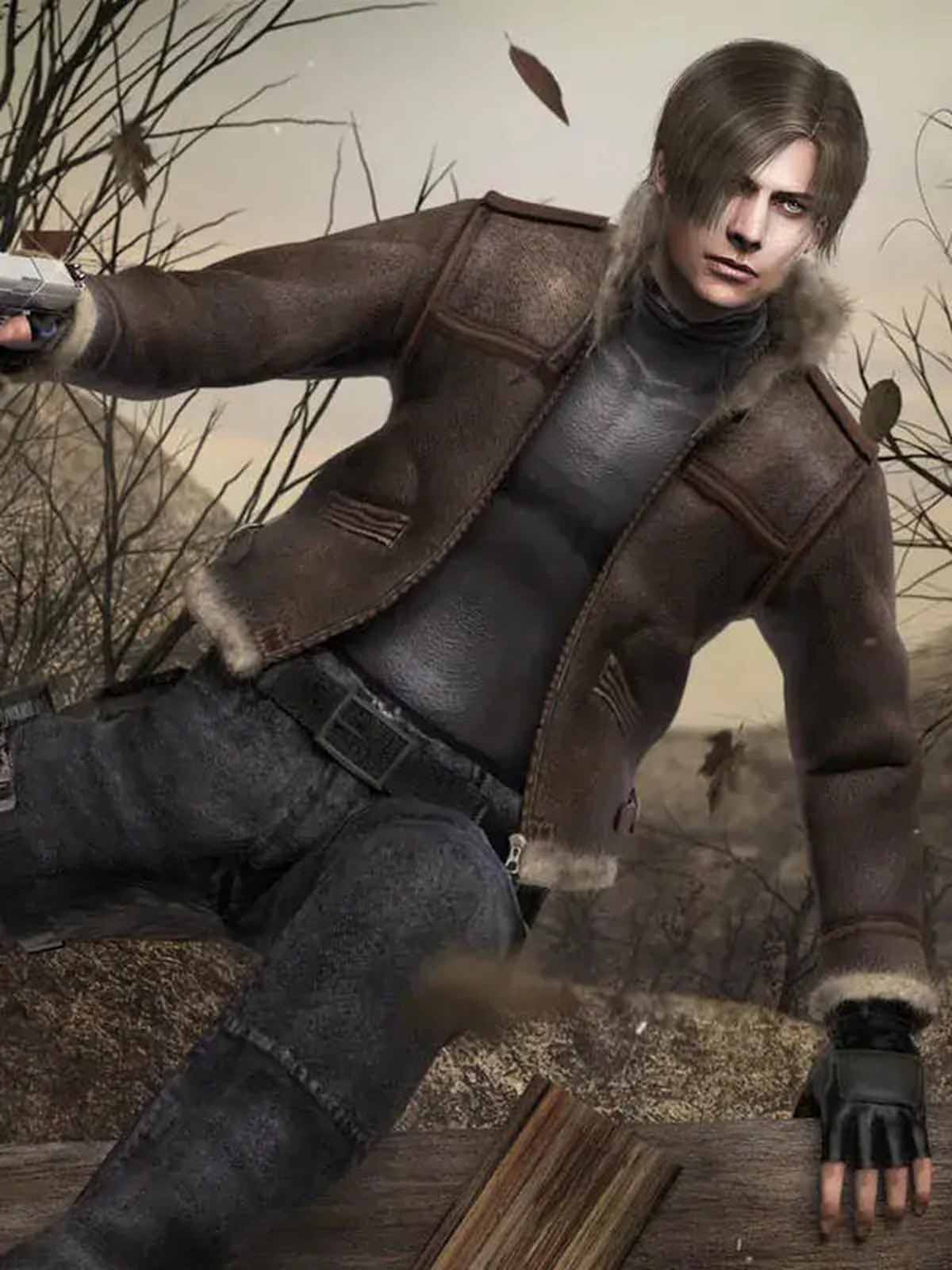 Leon Kennedy Resident Evil 4 Shearling Leather Jacket
