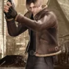 Leon Kennedy Resident Evil 4 Shearling Leather Jacket