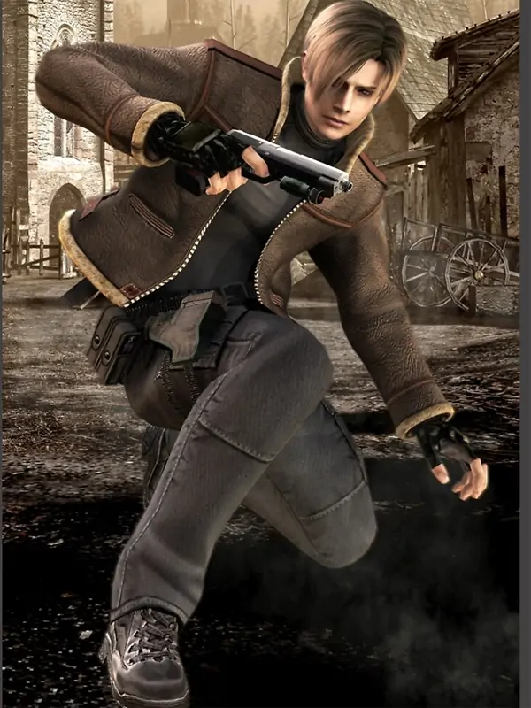 Leon Kennedy Resident Evil 4 Shearling Leather Jacket