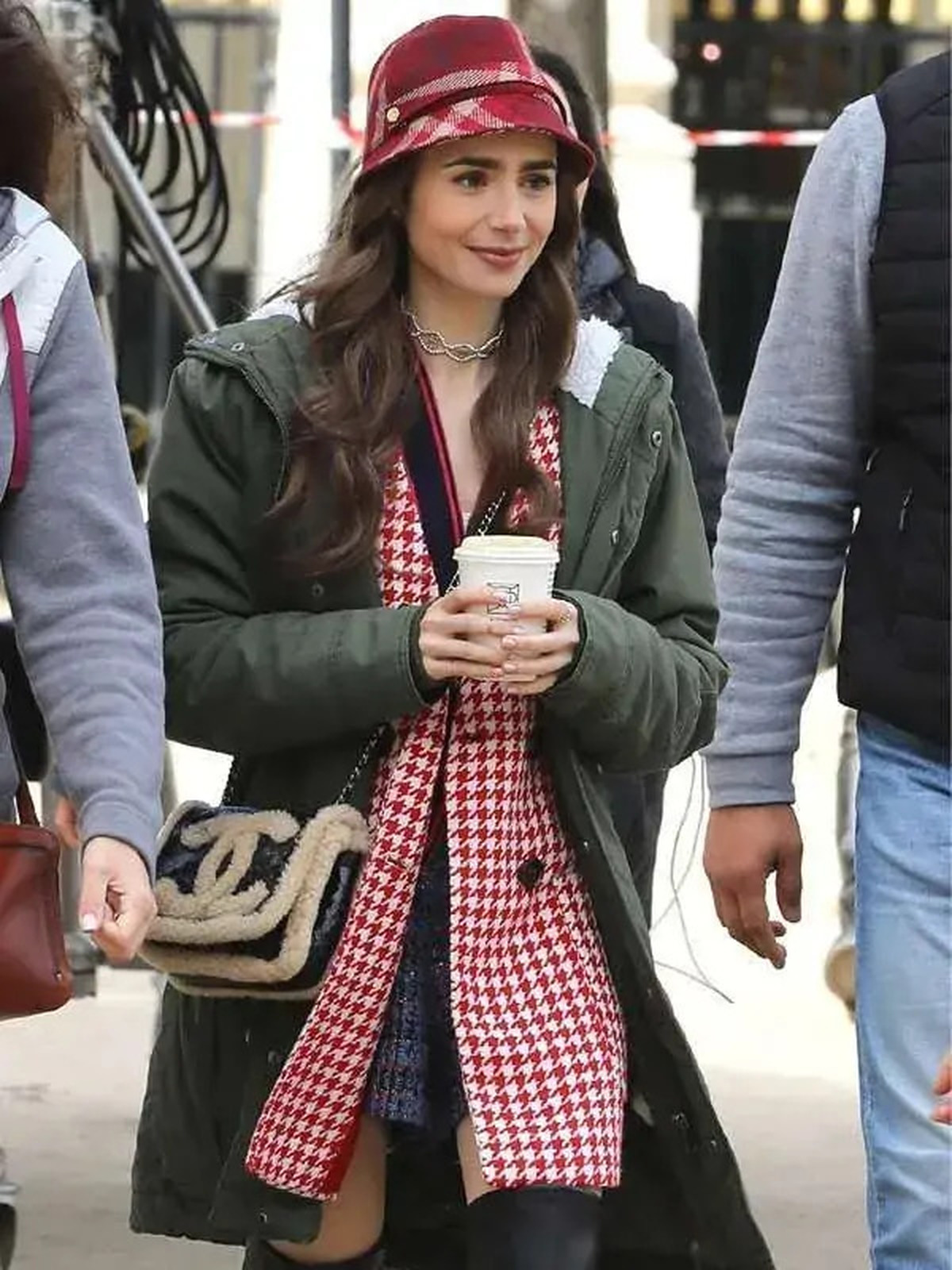 Lily Collins Emily In Paris Green Hooded Jacket