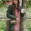 Lily Collins Emily In Paris Green Hooded Jacket