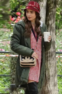 Lily Collins Emily In Paris Green Hooded Jacket