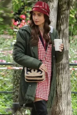 Lily Collins Emily In Paris Green Hooded Jacket