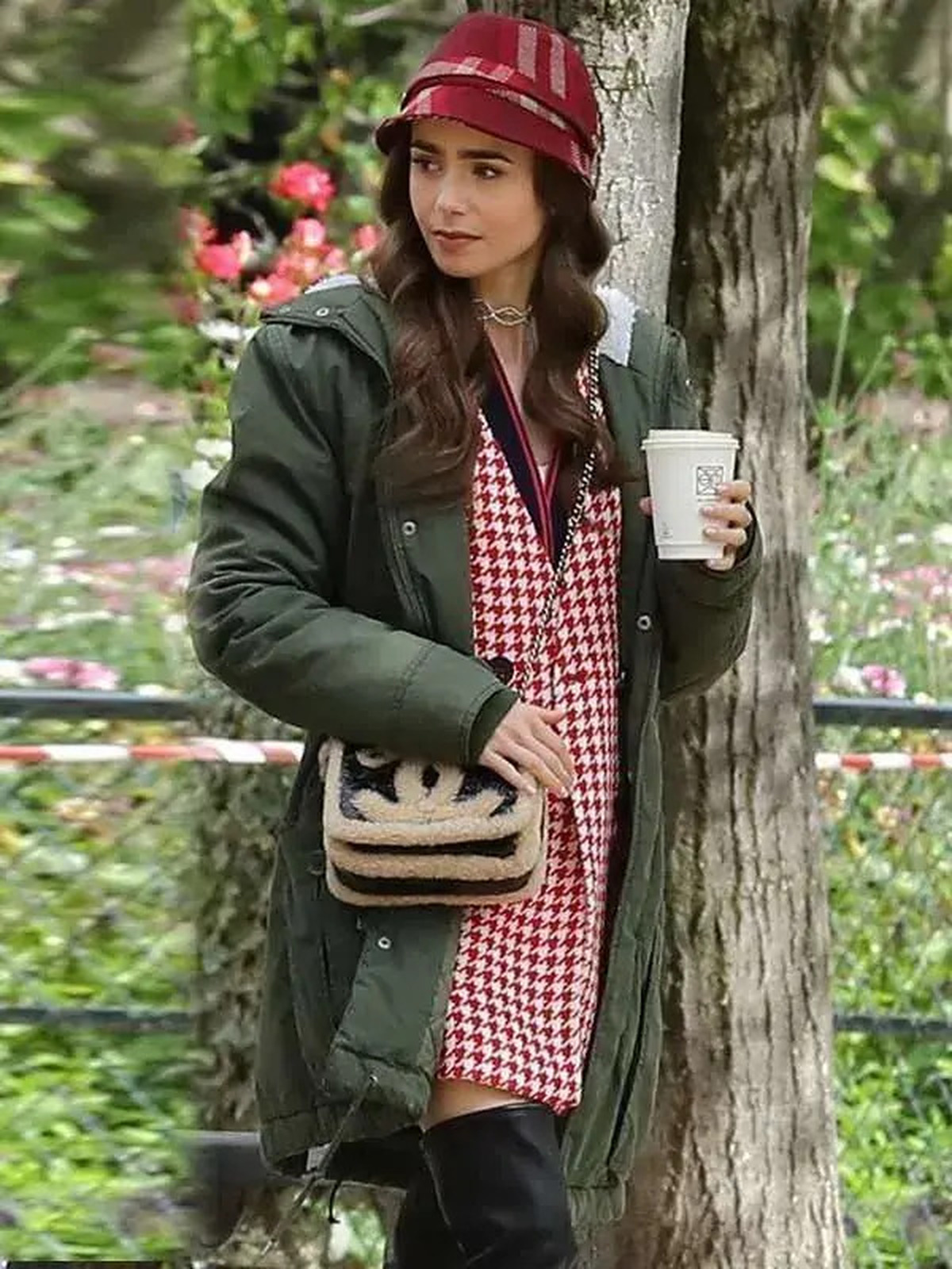 Lily Collins Emily In Paris Green Hooded Jacket