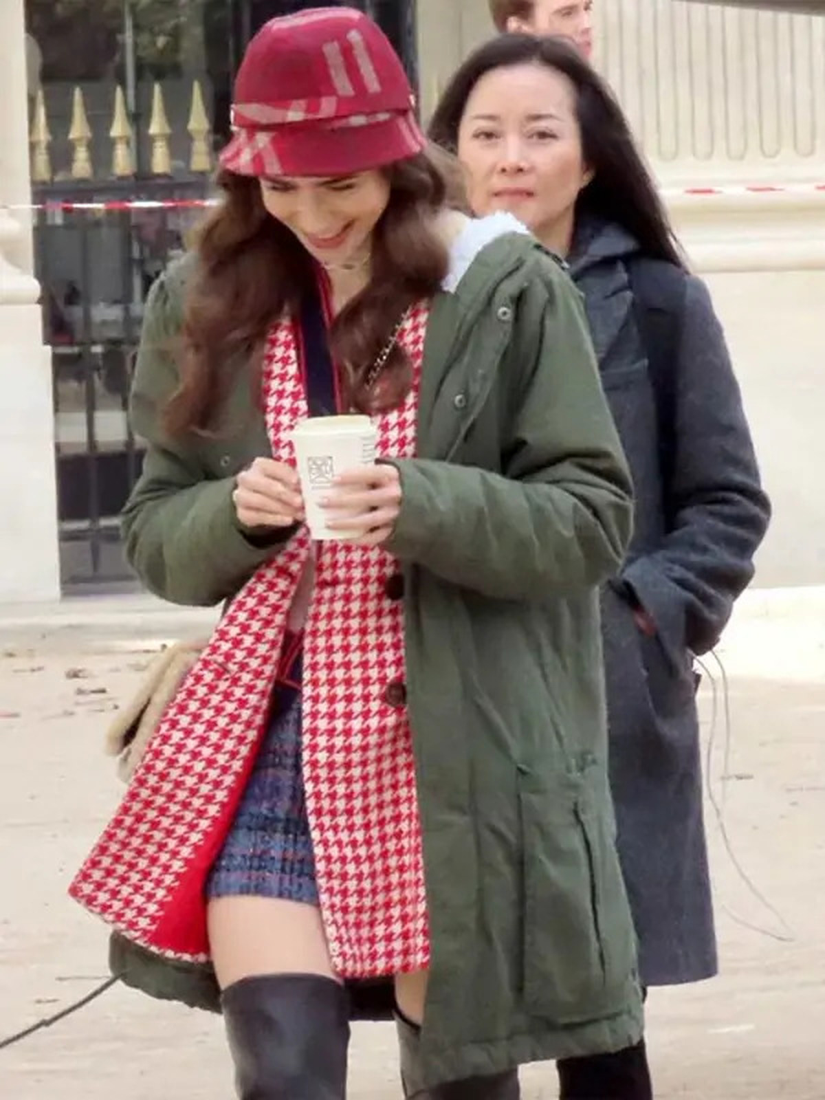 Lily Collins Emily In Paris Green Hooded Jacket