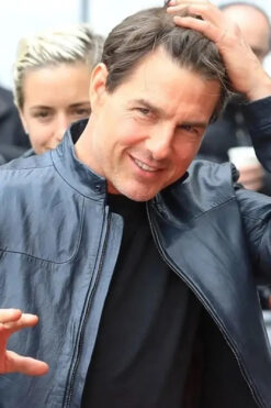 Mission Impossible Fallout Tom Cruise Blue Leather Jacket