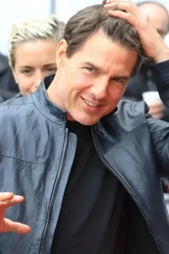 Mission Impossible Fallout Tom Cruise Blue Leather Jacket