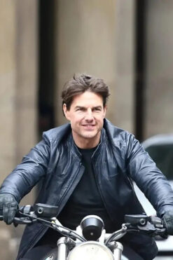 Mission Impossible Fallout Tom Cruise Blue Leather Jacket