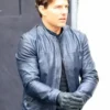 Mission Impossible Fallout Tom Cruise Blue Leather Jacket