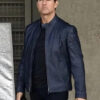 Mission Impossible Fallout Tom Cruise Blue Leather Jacket
