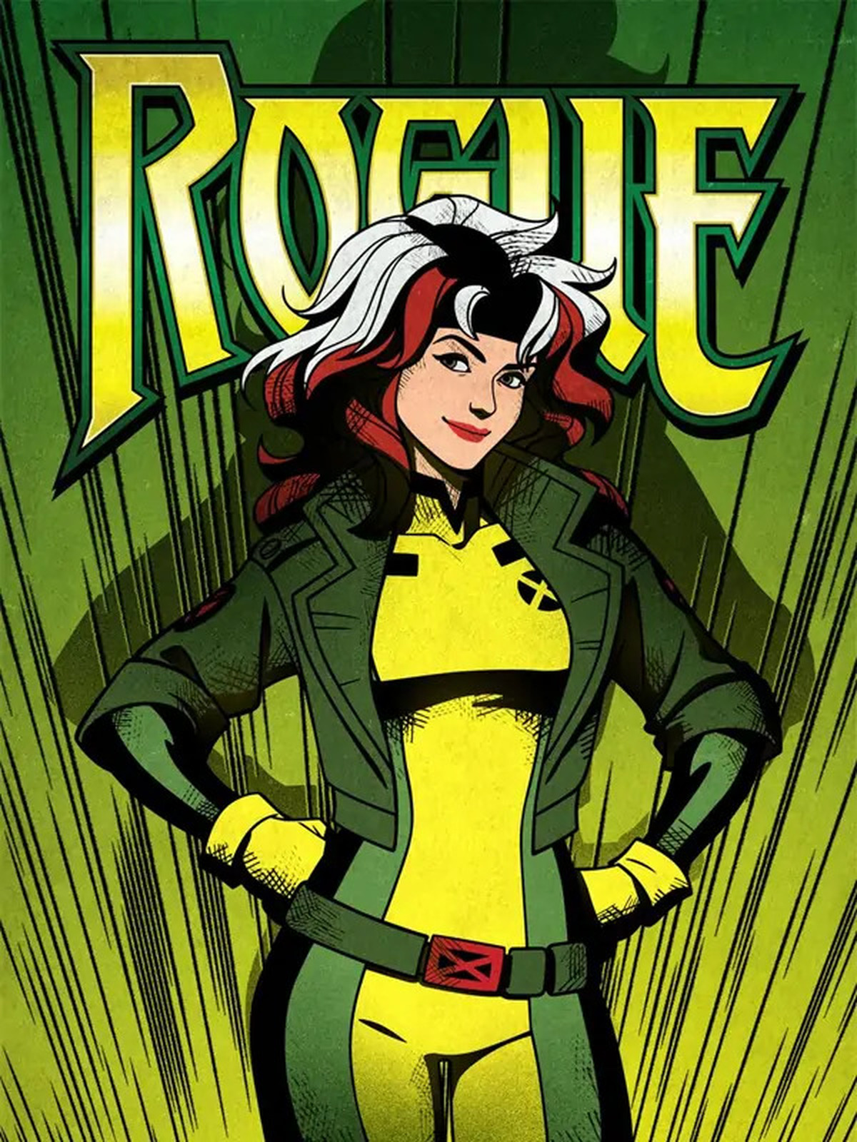 Rogue X-Men 97 Green Leather Crop Jacket