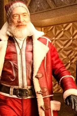 Santa Claus J.K. Simmons Red One Leather Coat