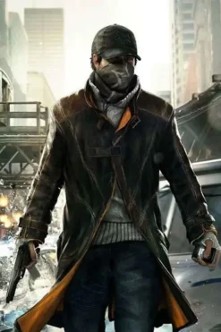 Watch Dog Aiden Pearce Black Leather Coat