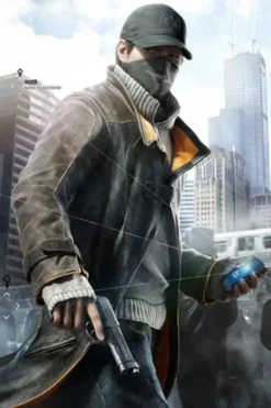 Watch Dog Aiden Pearce Black Leather Coat