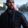 Andrew Tate Black Leather Puffer Jacket