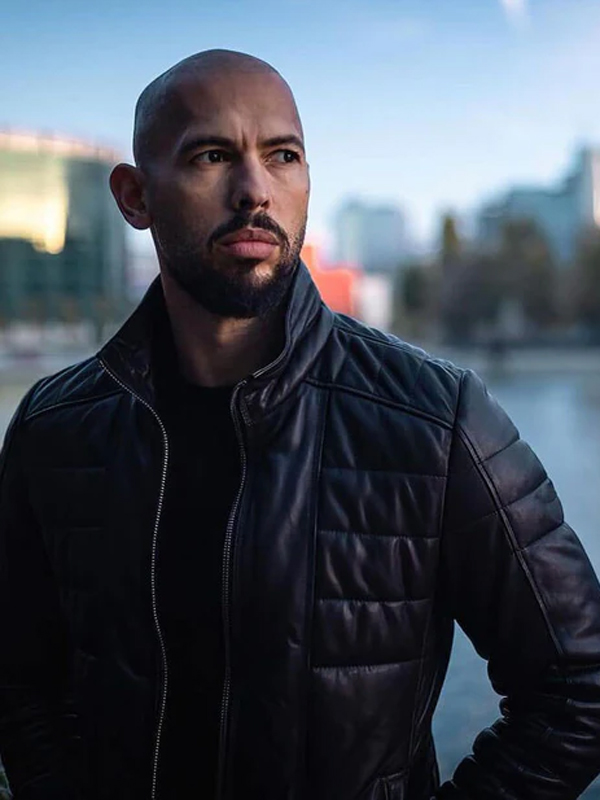 Andrew Tate Black Leather Puffer Jacket