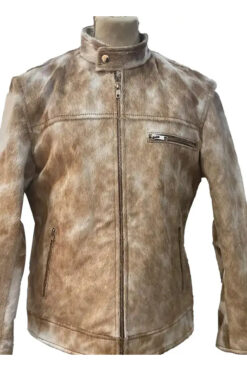 Cafe Racer Cowhide Leather Fur Jacket