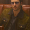 Glen Powell Hitman Suede Leather Jacket