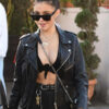 Madison Beer Black Leather Biker Jacket