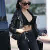 Madison Beer Black Leather Biker Jacket