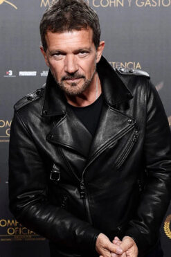 Madrid Premiere Antonio Banderas Leather Biker Jacket