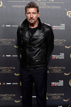 Madrid Premiere Antonio Banderas Leather Biker Jacket