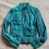 Megan Fox Turquoise Blue Leather Bomber Jacket
