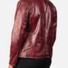 Men's Distressed Burgundy Leather Biker Jacket