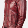 Men's Distressed Burgundy Leather Biker Jacket