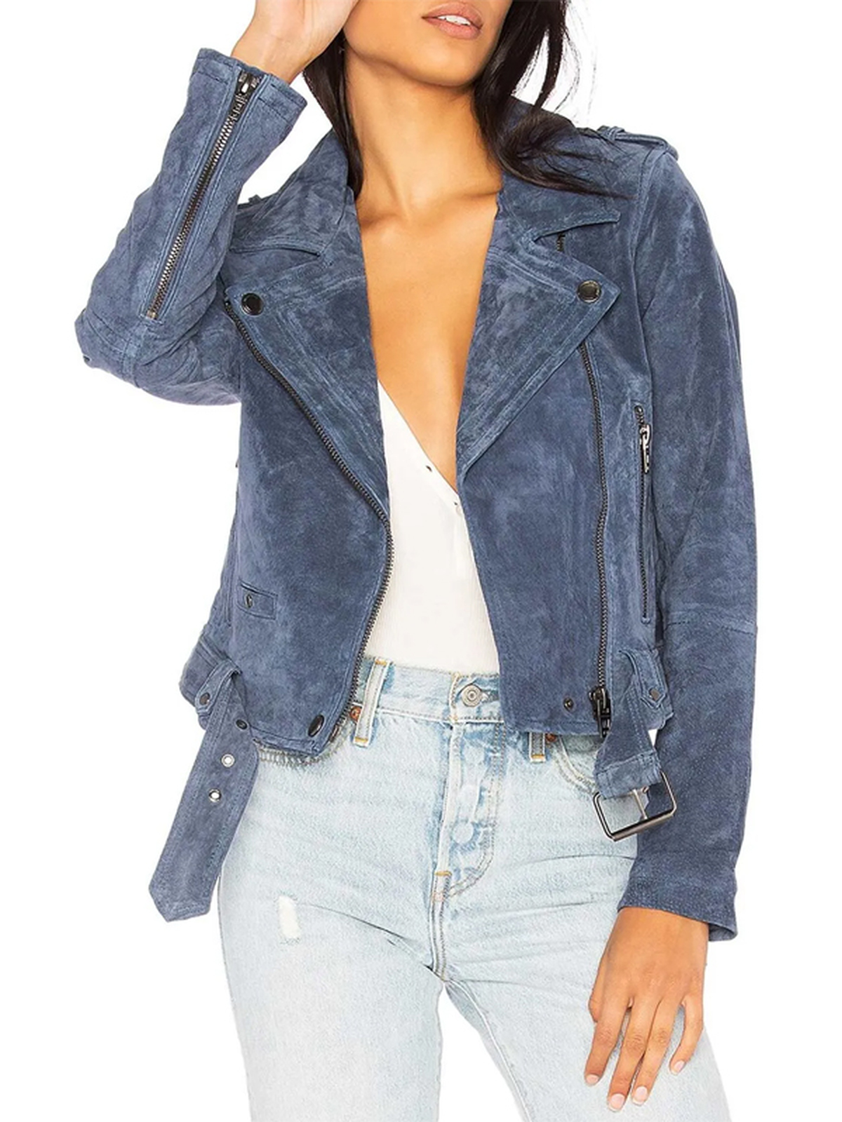 New Girl S6 Megan Fox Blue Biker Jacket