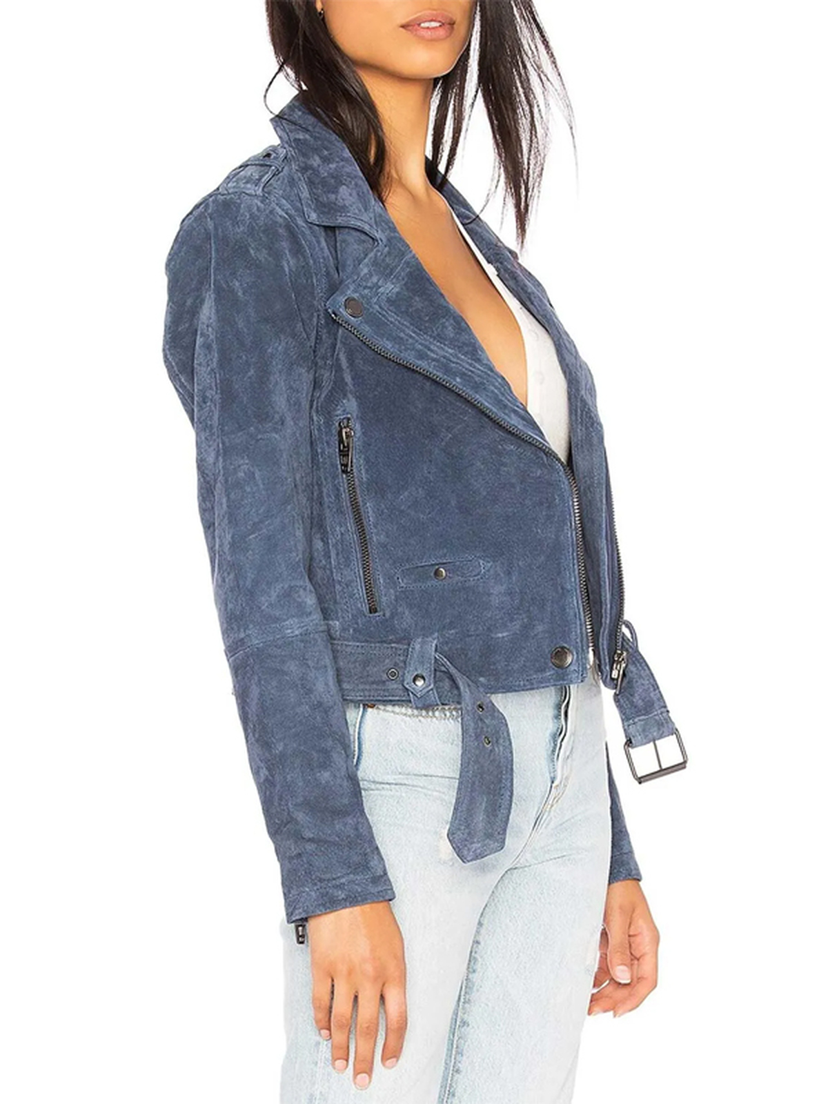 New Girl S6 Megan Fox Blue Biker Jacket