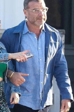 The Perfect Couple Liev Schreiber Blue Cotton Jacket
