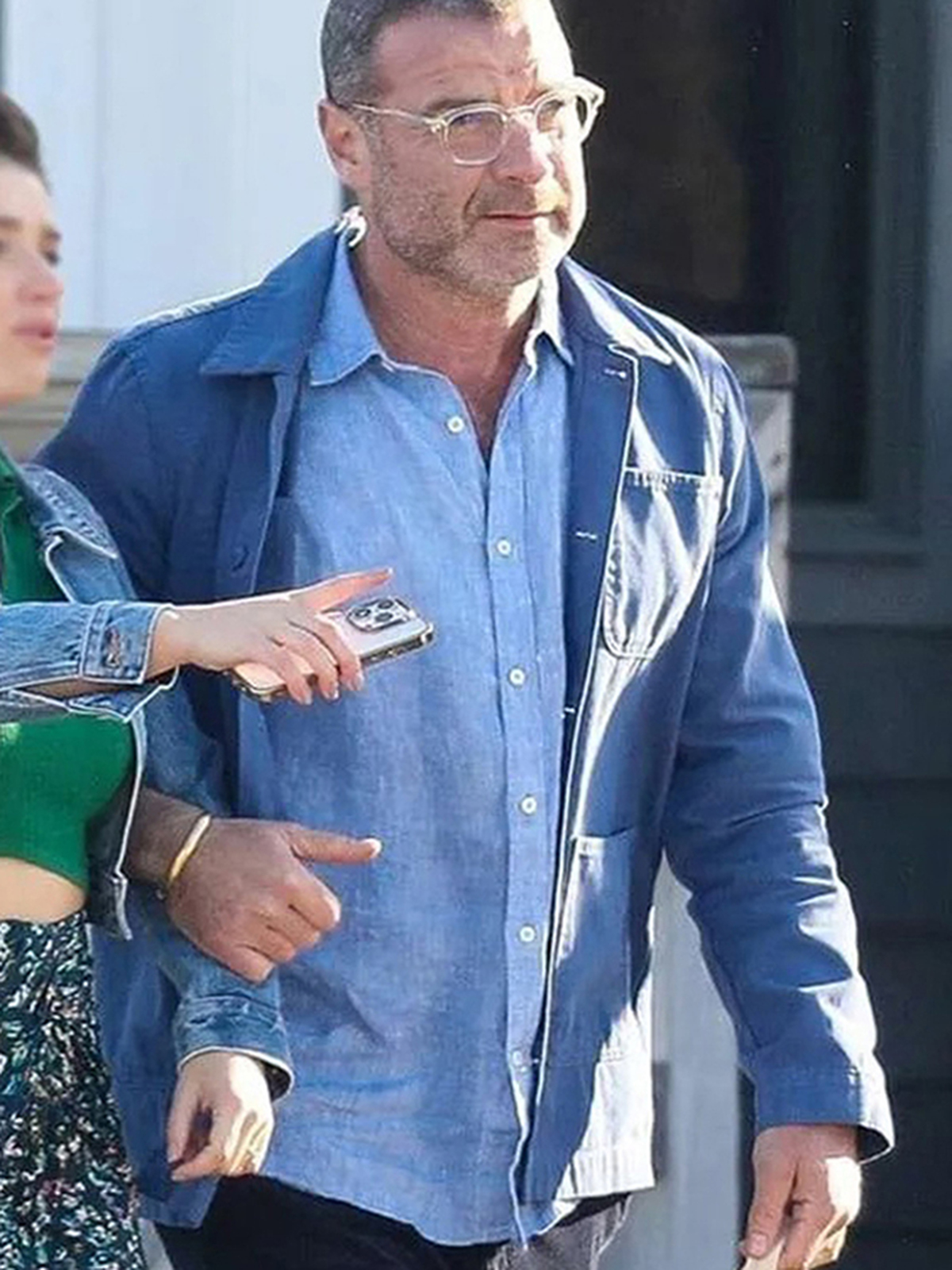 The Perfect Couple Liev Schreiber Blue Cotton Jacket