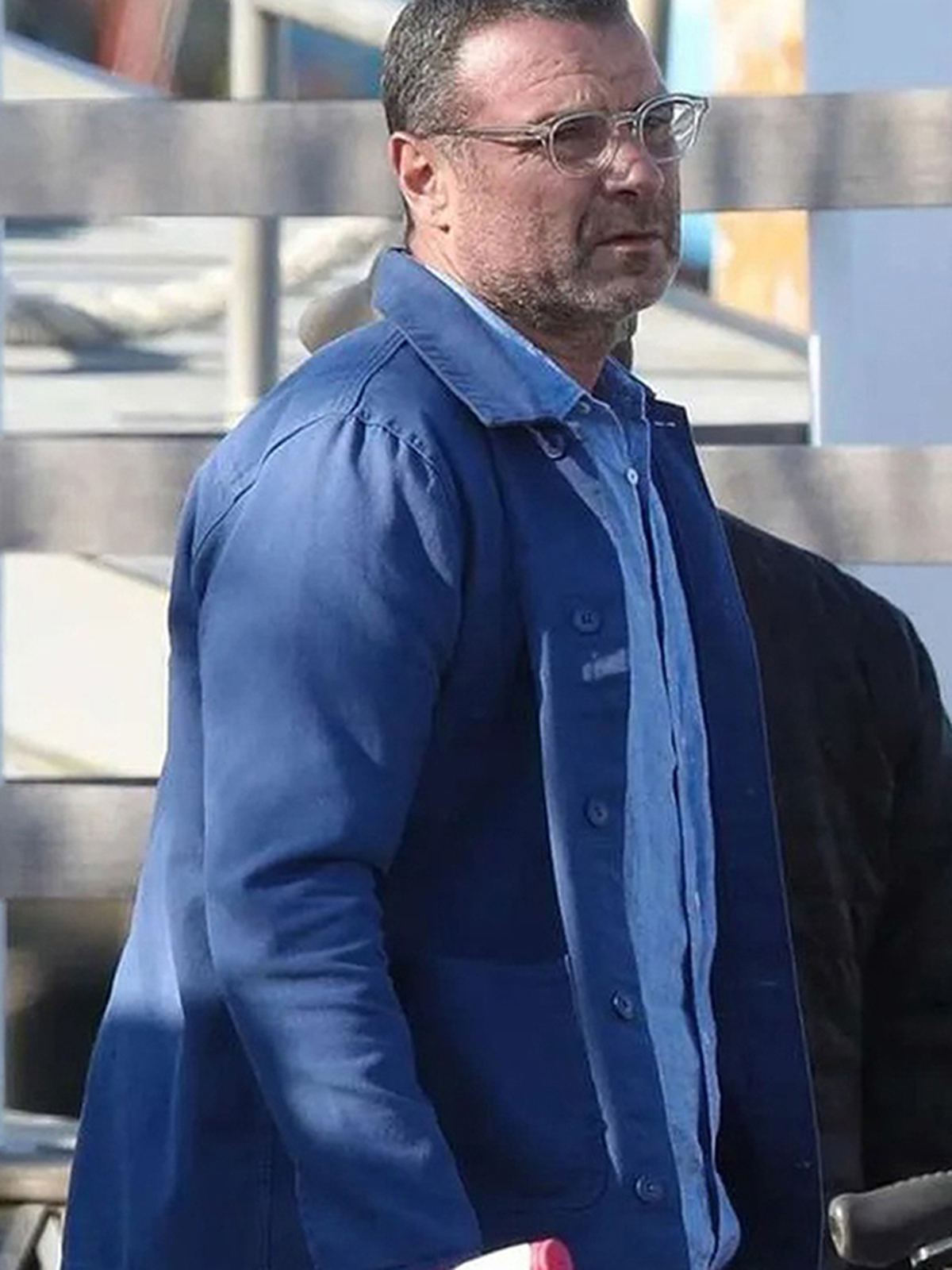 The Perfect Couple Liev Schreiber Blue Cotton Jacket