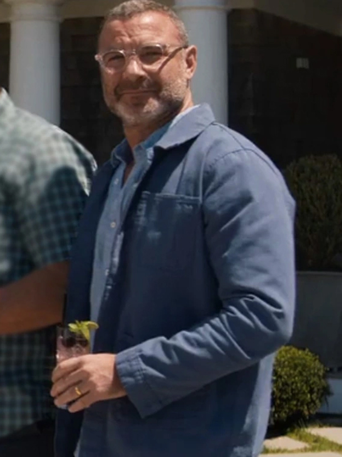 The Perfect Couple Liev Schreiber Blue Cotton Jacket