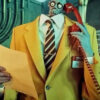 The Shrunken Head Bob Beetlejuice Costume Yellow Suit