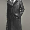 Classic Black Leather Trench Coat